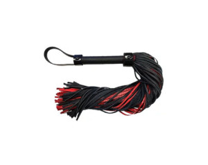 Leather Long Flogger Burgunday/Black
