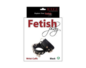 Rouge Fetish Play Vegan Wrist Cuffs Blac