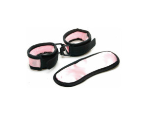 Sex Kitten Mask & Cuff Set Pnk/Blk