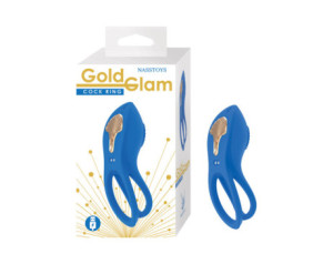 Gold Glam Cockring Blue