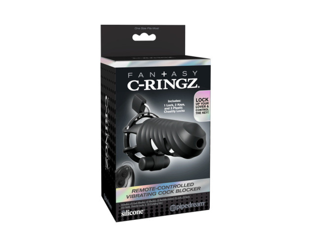 FCR Remote Vib Cock Blocker Bk FCR Remote Vib Cock Blocker Bk