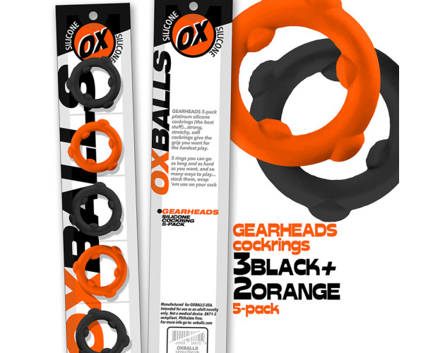 Oxballs Gearheads 5pk SpinnerRing Org/Bk Oxballs Gearheads 5pk SpinnerRing Org/Bk