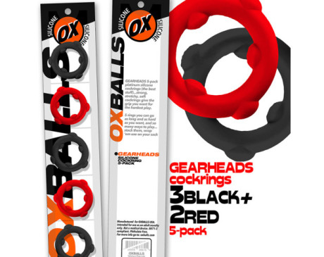 Oxballs Gearheads 5pk SpinnerRing Red/Bk