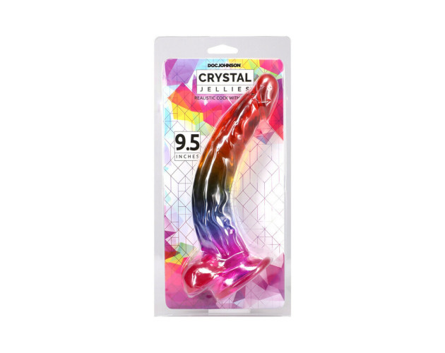 Crystal Jellies 9.5in RealCockBalls Rbow Crystal Jellies 9.5in RealCockBalls Rbow