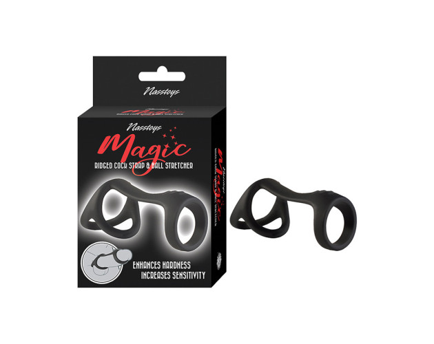 Magic Ridged Cock Strap&Ball Stretche Bk