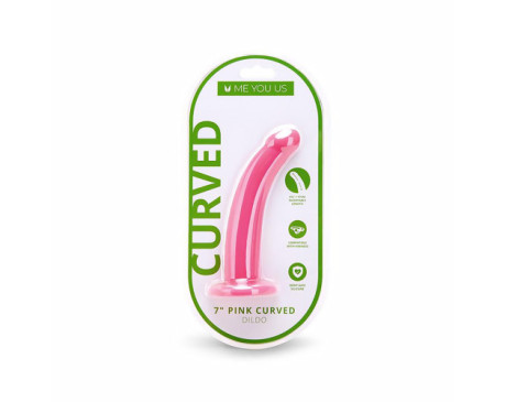 Me You Us Pink Curved Silicone Dildo 7in
