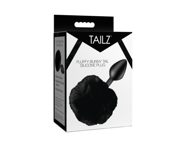Tailz Fluffy Bunny Tail Sili Plug Blk