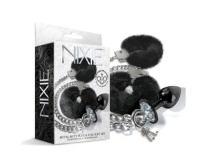 NIXIE Metal Plug & Furry cuff Set M Blk