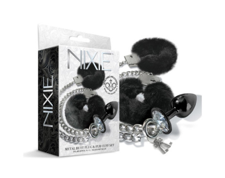 NIXIE Metal Plug & Furry cuff Set M Blk