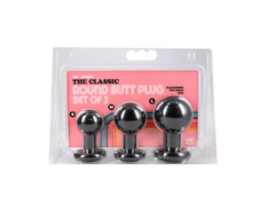 The Classic Round Butt Plug Black 3pc