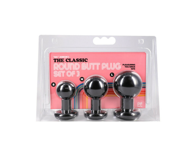 The Classic Round Butt Plug Black 3pc