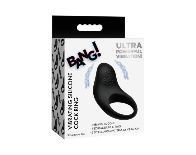BANG! Vibrating Silicone Cock Ring Black