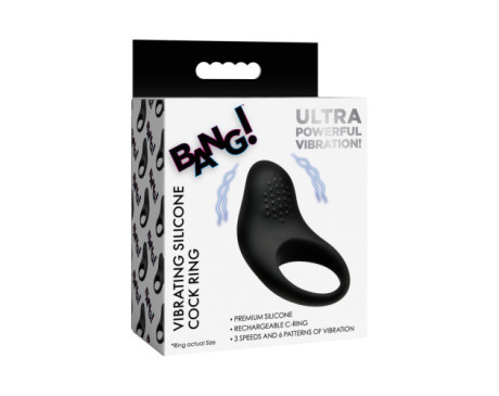 BANG! Vibrating Silicone Cock Ring Black