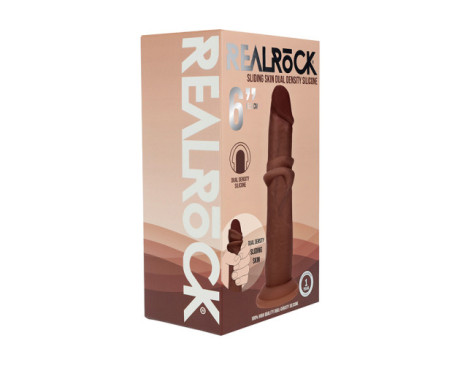 Realrock Slid DualDens Sil Dildo 6in Brn