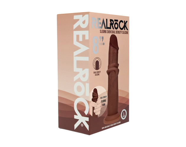 Realrock Slid DualDens Sil Dildo 8in Brn