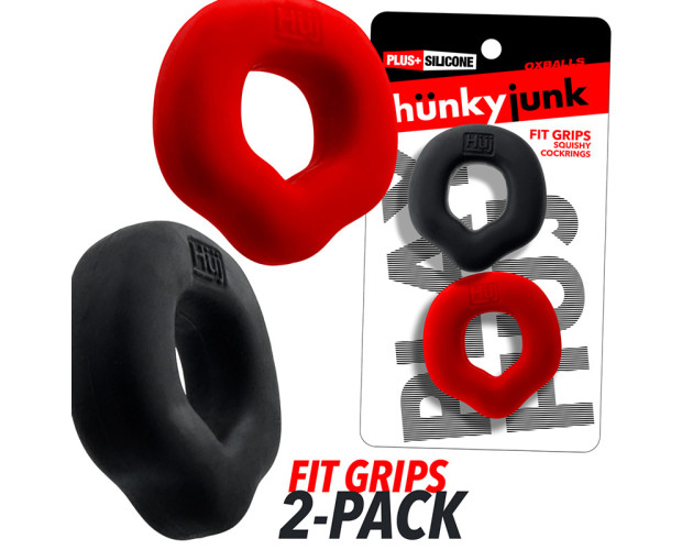 Hunkyjunk Fit Grips 2pk Cockrings Bk/Red