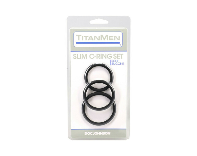TitanMen Slim C-Ring 3pc Sili Set Black