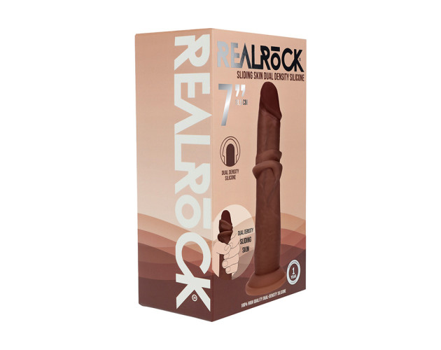 Realrock Slid DualDens Sil Dildo 7in Brn
