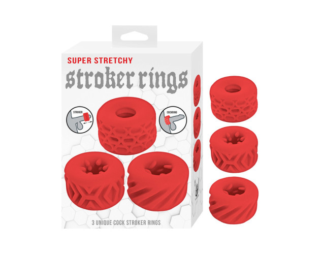 Super Stretchy Stroker Rings 3 Pack Red