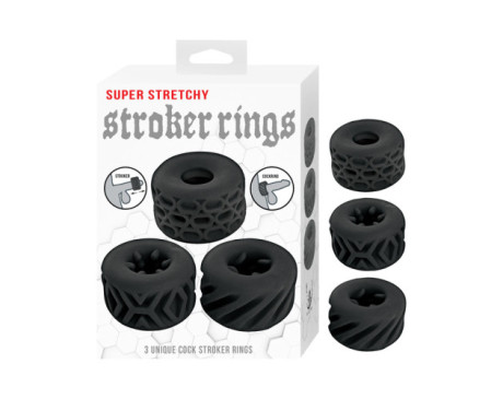 Super Stretchy Stroker Rings 3 Pack Blac